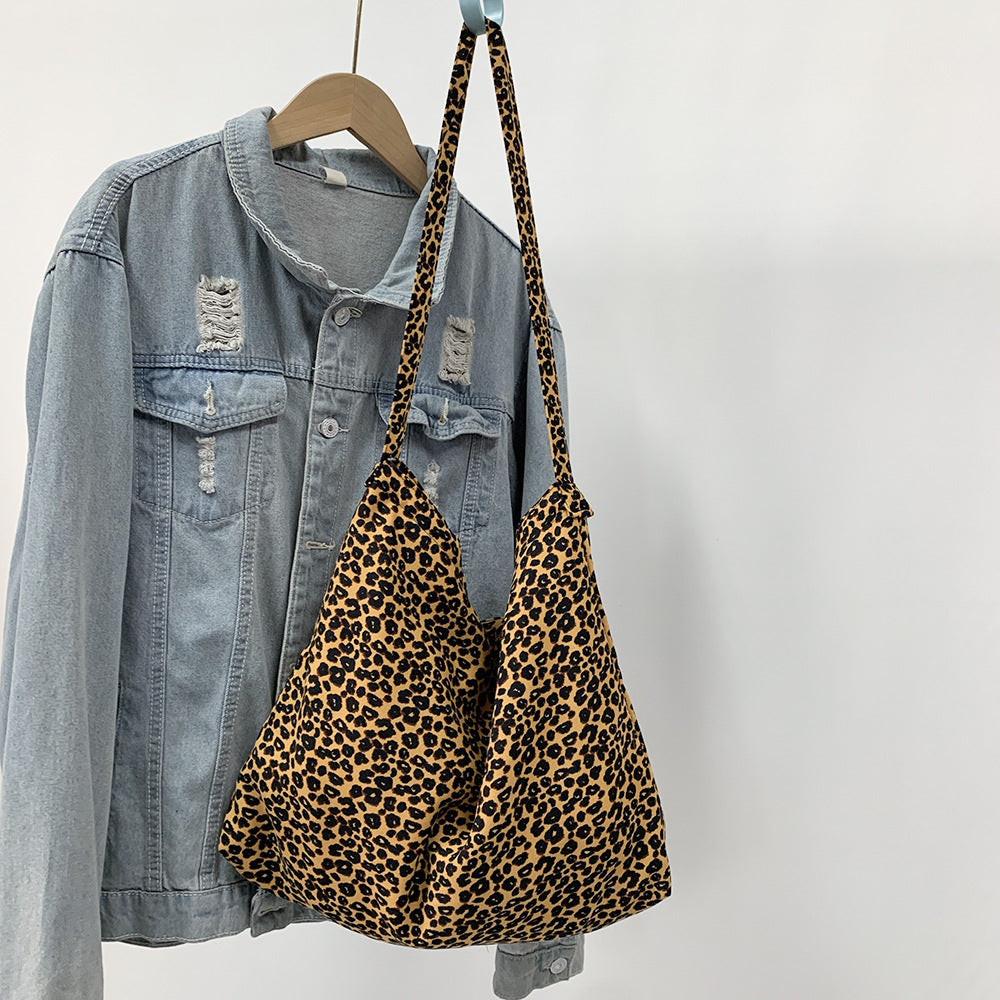 Leopard Print Zip Long Strap Shoulder Bag