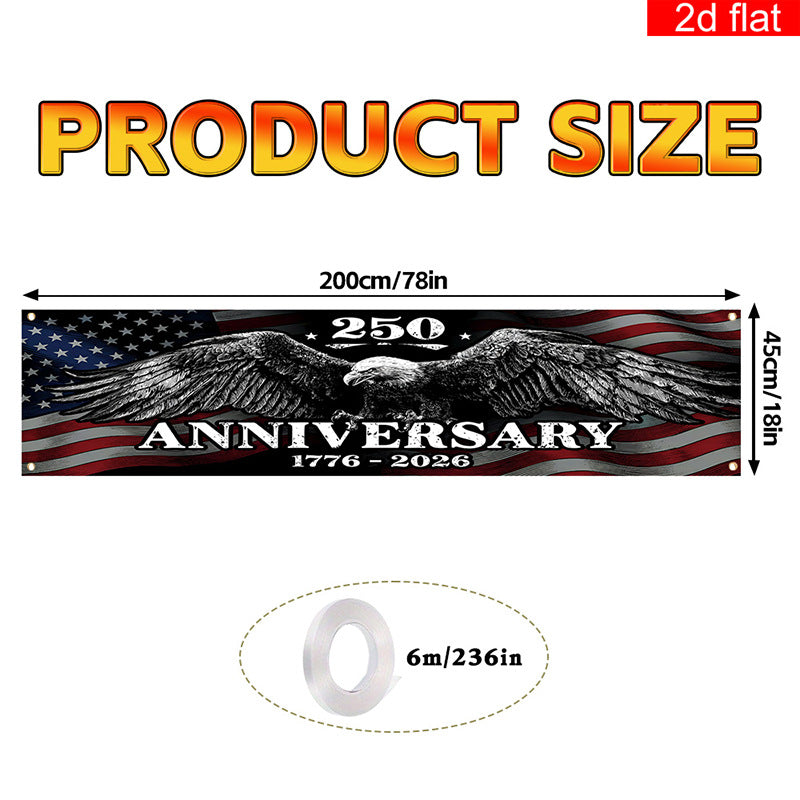 Independence Day 250th Anniversary Hanging Flag Banner