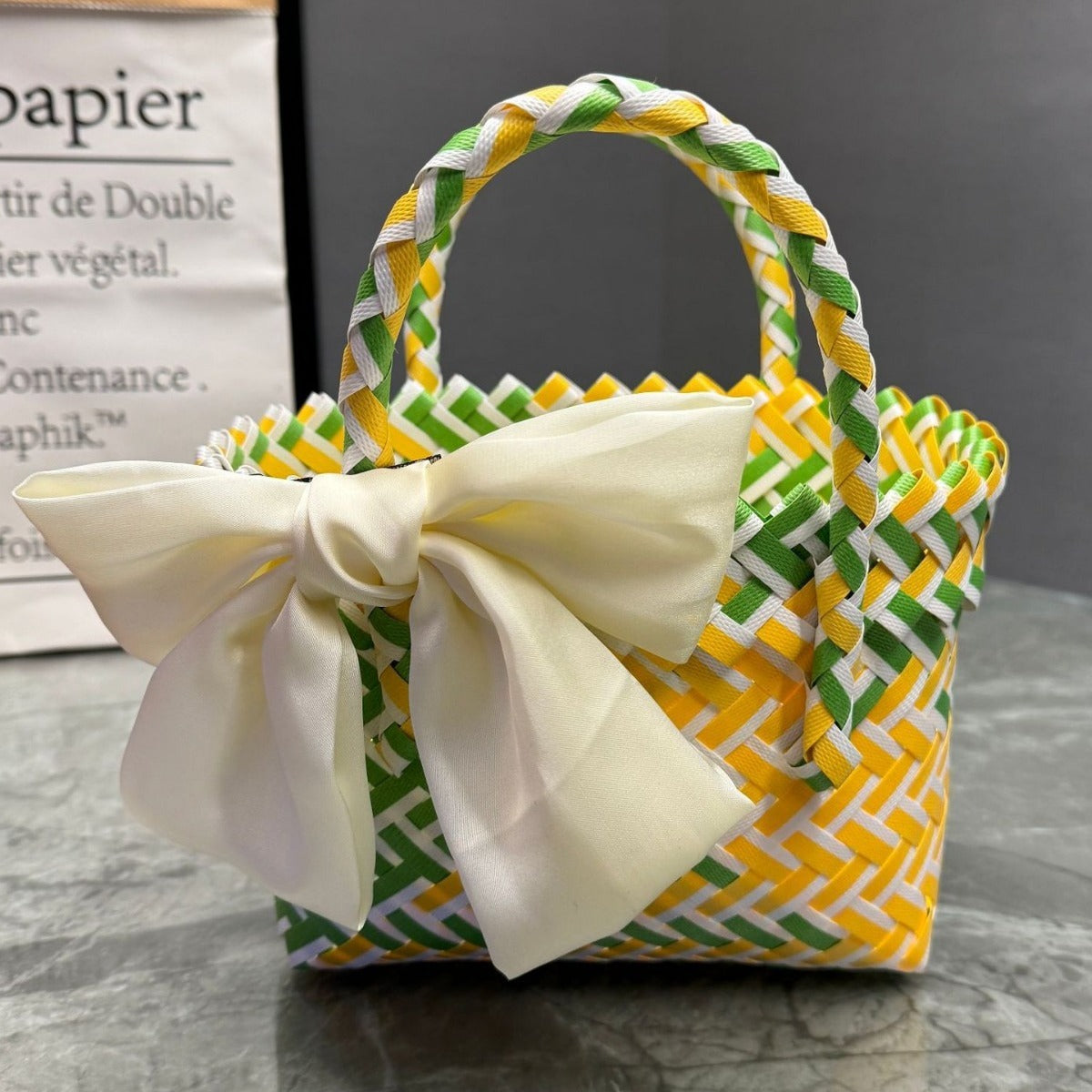 Plastic Woven Beach Basket Bag