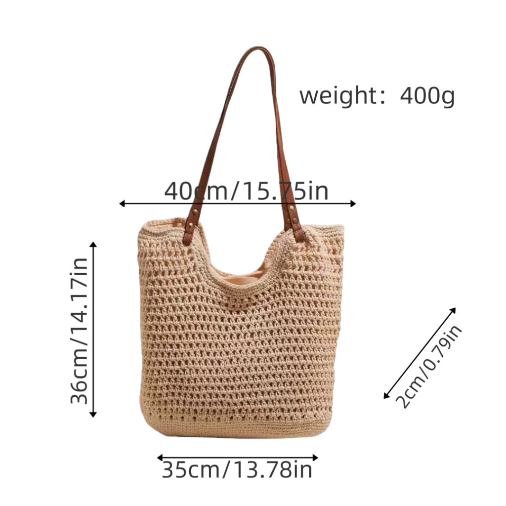 Fishnet Hollow Cotton Woven Straw Bag