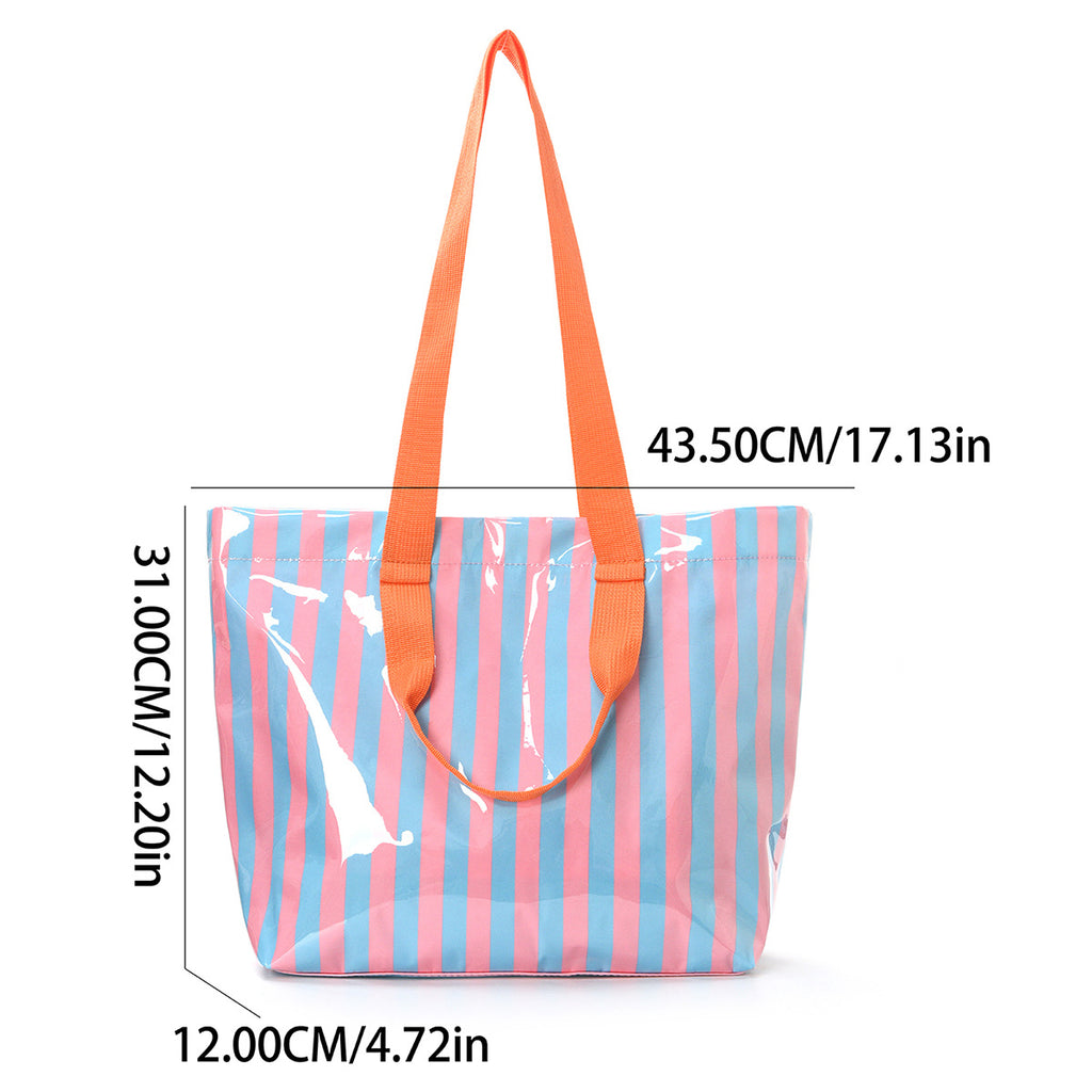 Striped Large Capacity Lightweight Travel Tote Bag