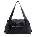 Vintage Shoulder Bag with Studded Heart Charm and Zipper