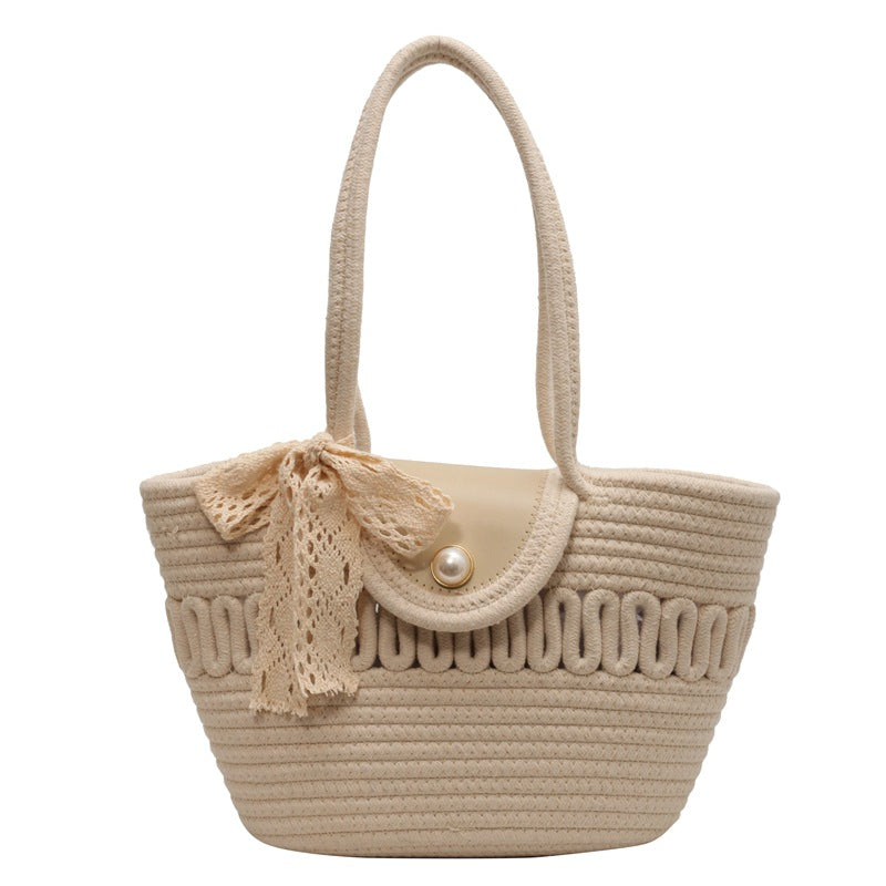 Hand-Woven Straw Beach Shoulder Bag