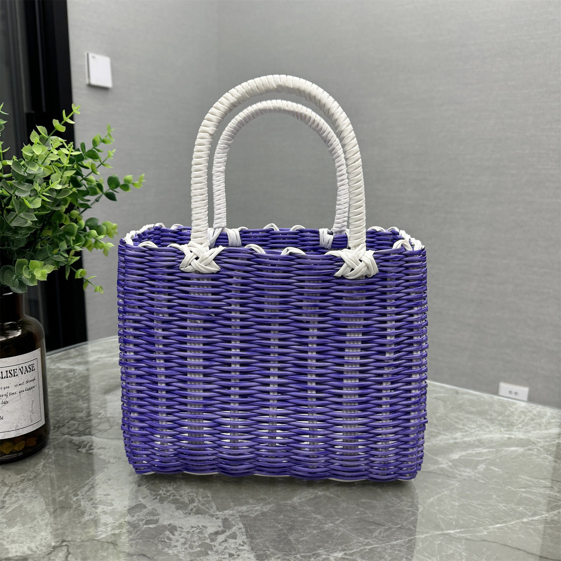 Plastic Woven Vegetable Basket Souvenir Handbag