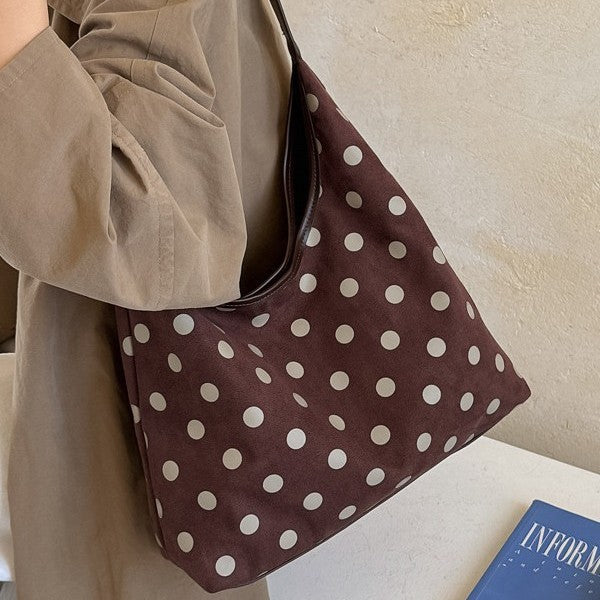 Retro Polka Dot Slouchy Hobo Shoulder Bag