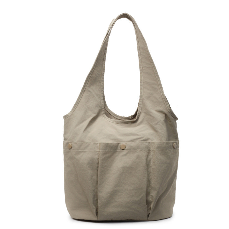 2026 Solid Large Capacity Multi-Pocket Shoulder Tote Bag