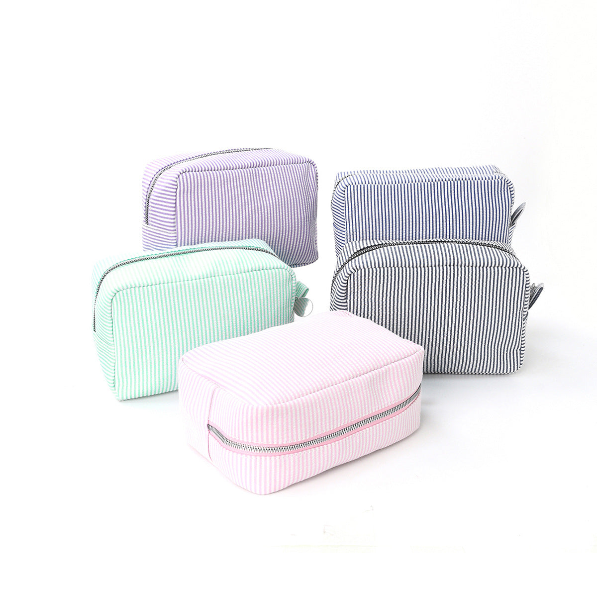 Cross-Border Seersucker Cosmetic Bag Indian Style Striped Portable Storage Bag Mississippi Popular Travel Storage Bag