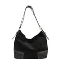 Vintage Suede Hobo Shoulder Bag with PU Leather Accents