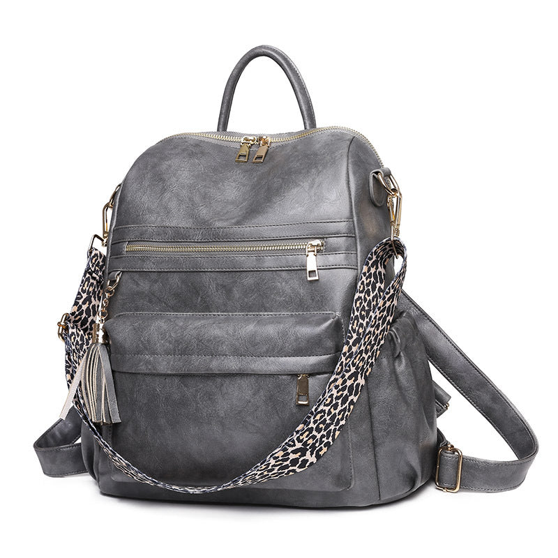Women Large Trendy Vintage Soft Leather Convertible Shoulder Backpack