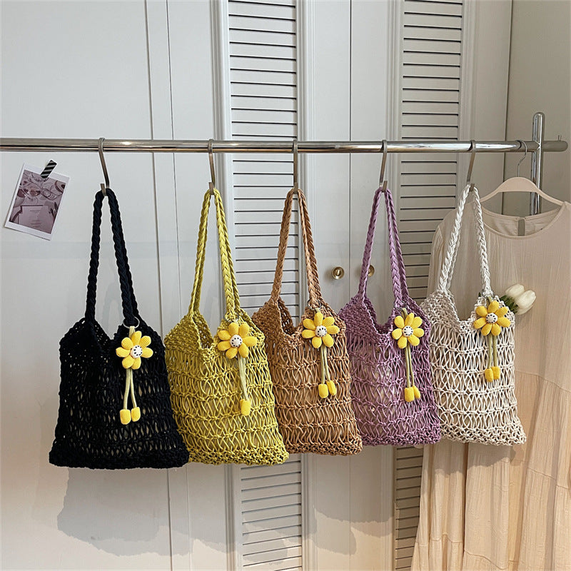 Ins Large Straw Beach Hollow Tote Korean Casual Artistic Shoulder Bag