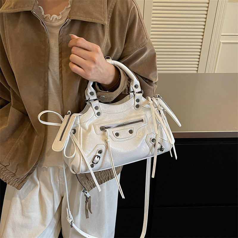 Y2K Studded PU Shoulder Bag with Buckle Details