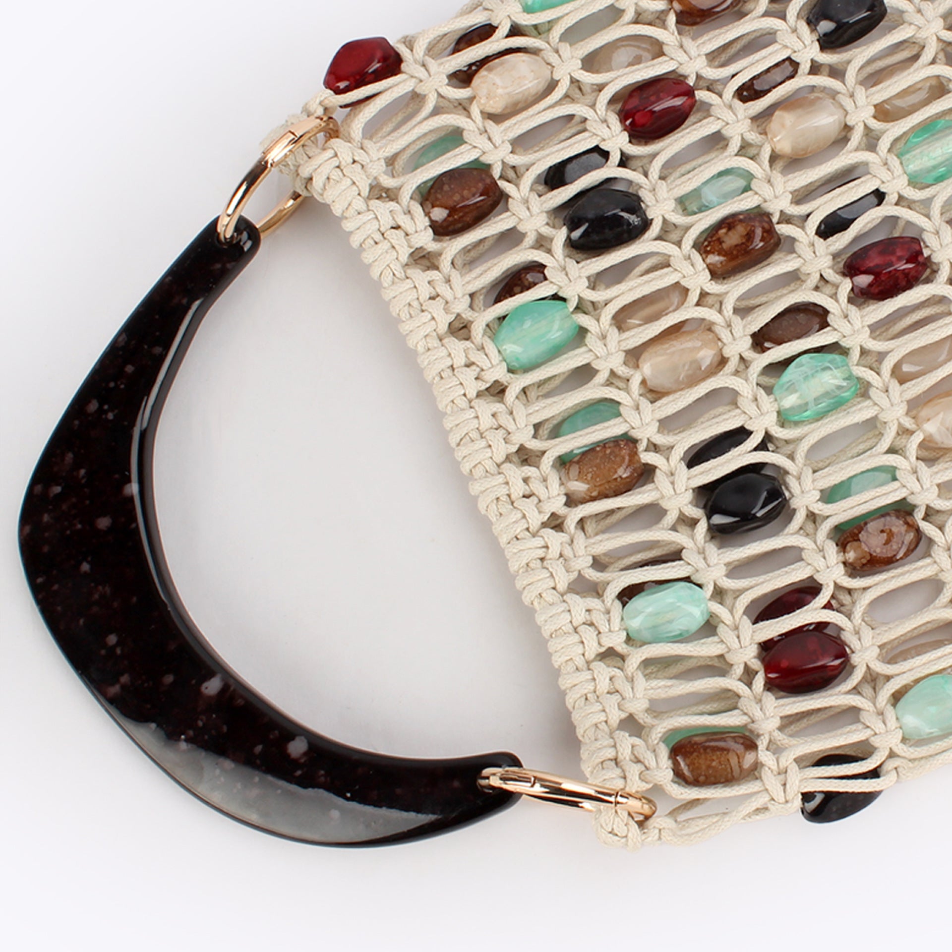 Boho Multicolor Handwoven Beaded Top-Handle Bag