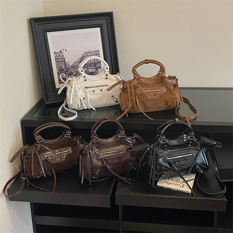 Y2K Studded PU Shoulder Bag with Buckle Details