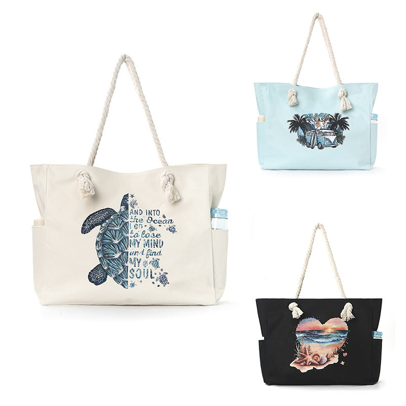 Women Large Capacity Beach Canvas Underarm Bag
