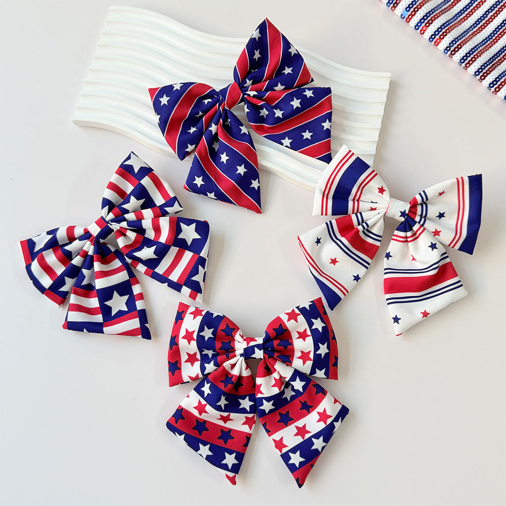 Independence Day Star Stripe Bow Streamer Hair Clip