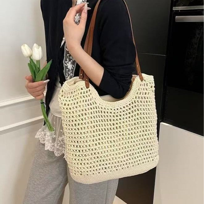 Fishnet Hollow Cotton Woven Straw Bag