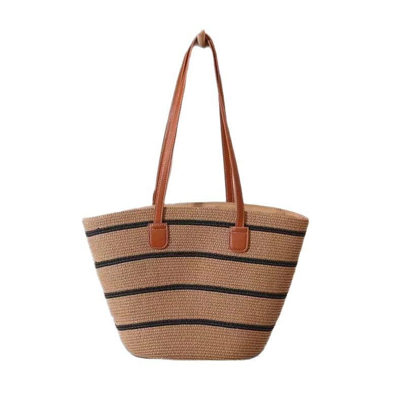 Women's Large Capacity Woven Bucket Beach Tote Bag