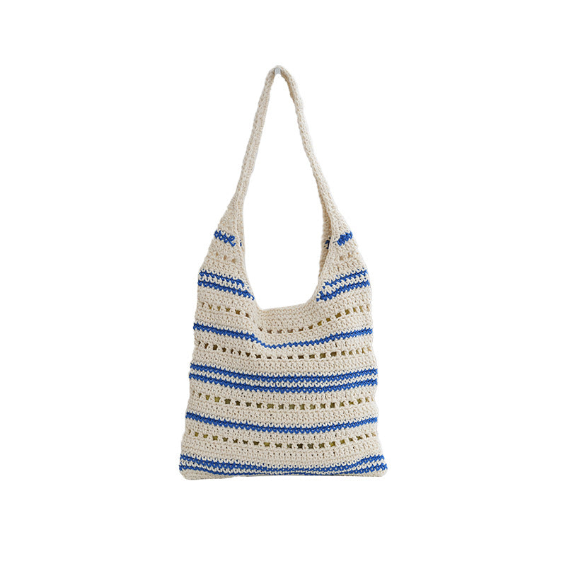 Niche Straw Woven Cotton Thread Large Capacity Beach Holiday Commuter Shoulder Tote Bag