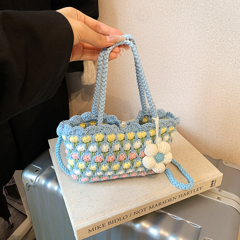 Fresh Tulip Phone 2026 New Yarn Crochet Soft Sunflower Crossbody Bag