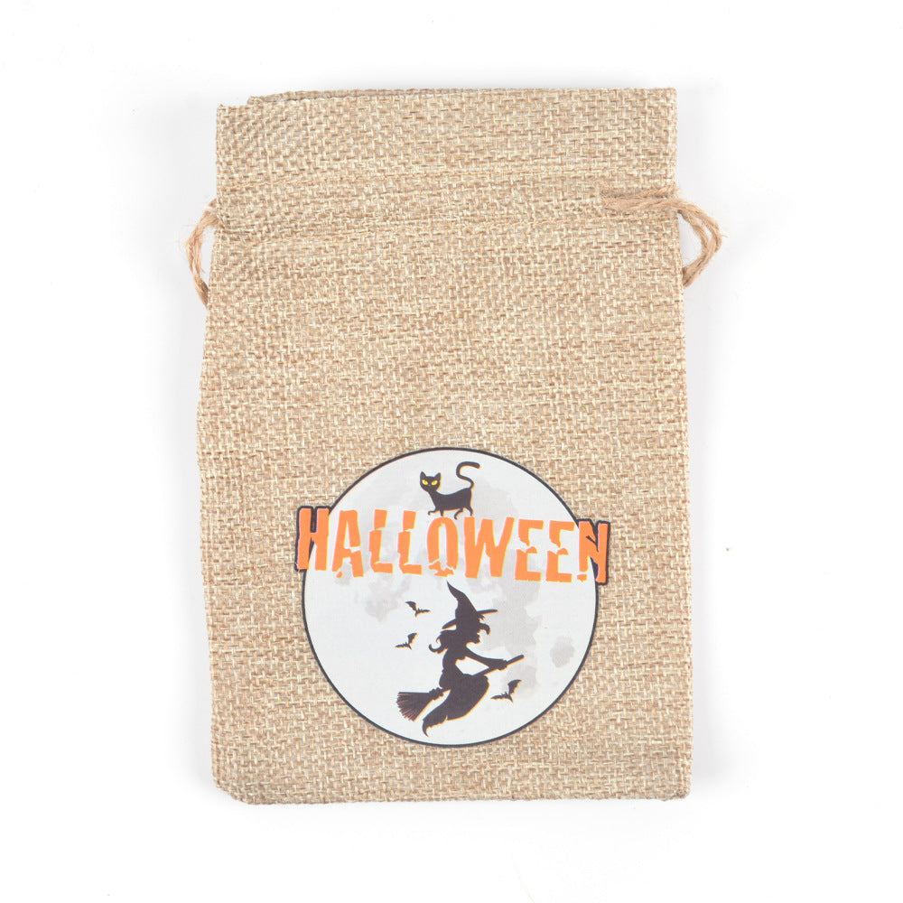 Customizable Halloween Burlap Drawstring Gift Bags
