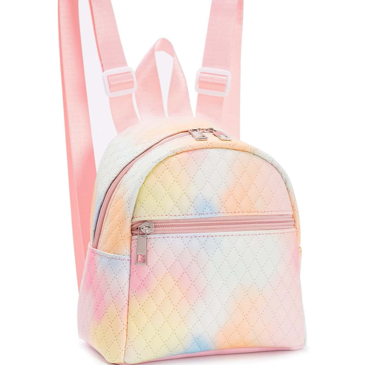 Rainbow Multicolor Pu Quilted Mini Backpack