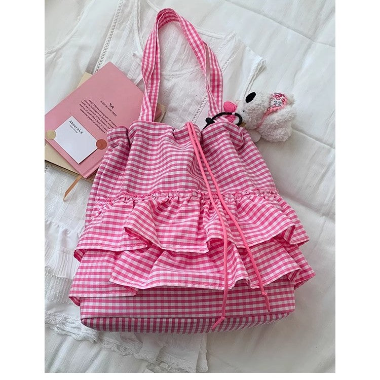 Women Cute College Large Capacity Canvas Lace Tote Bag