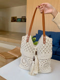 Hollow Monofilament Woven Crochet Straw Shoulder Beach Bag