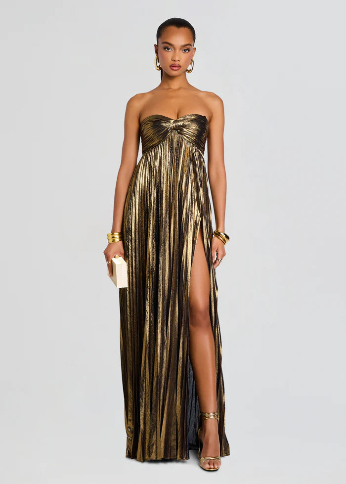 Elegant Textured Sexy Slit Wrap Evening Dress