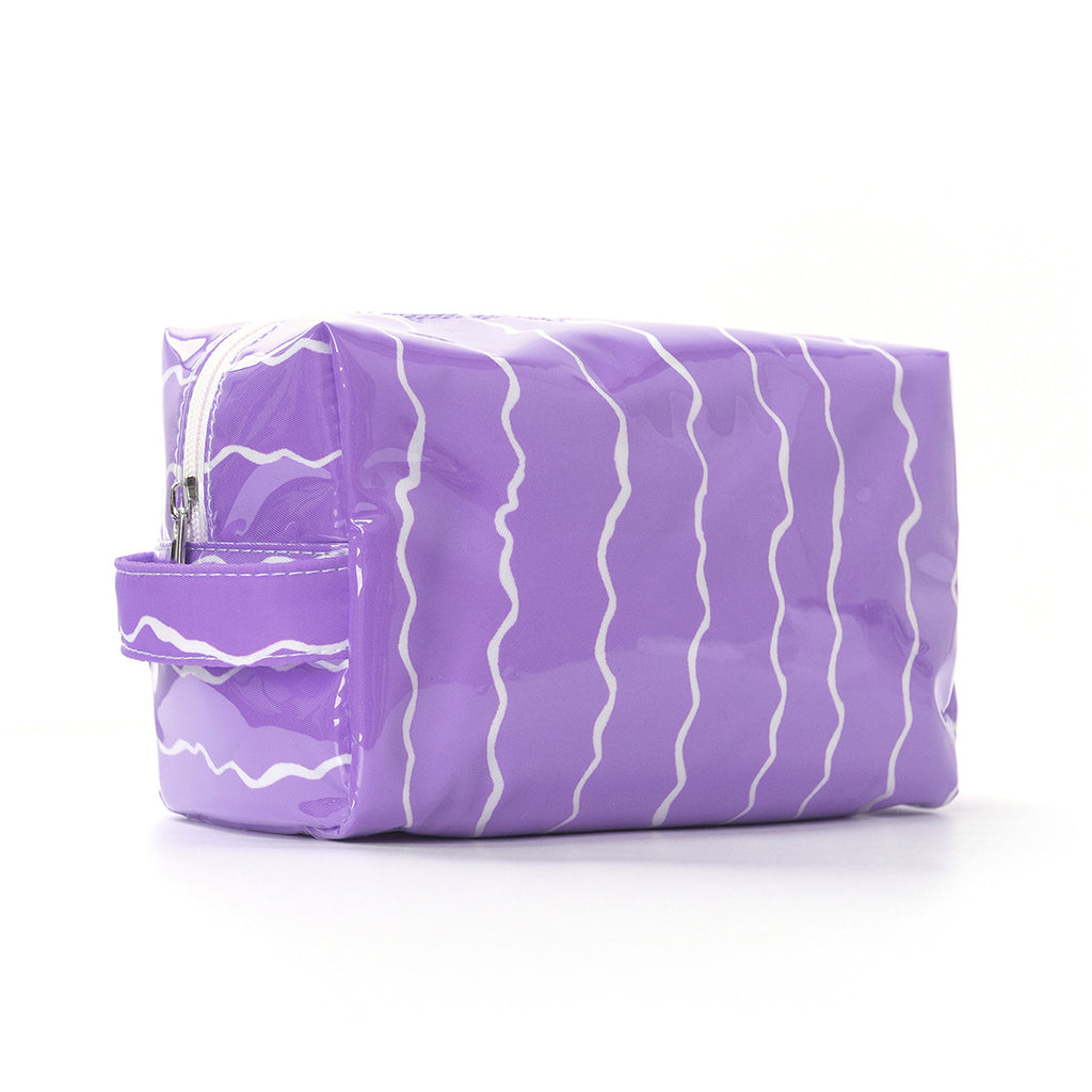 Glossy Waterproof PVC Wave Pattern Cosmetic Travel Bag