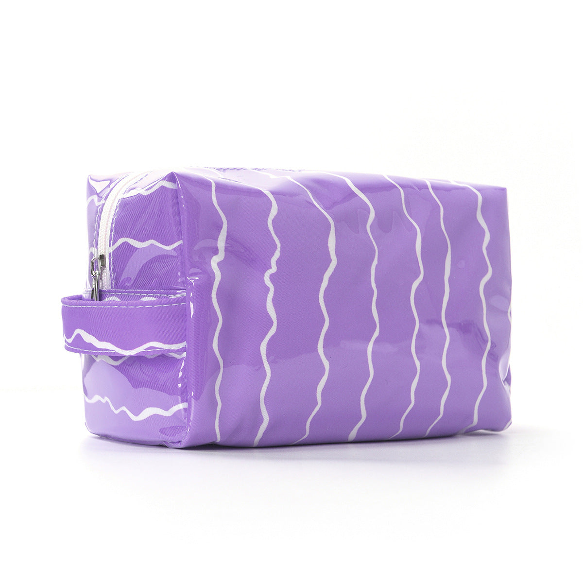 Glossy Waterproof PVC Wave Pattern Cosmetic Travel Bag