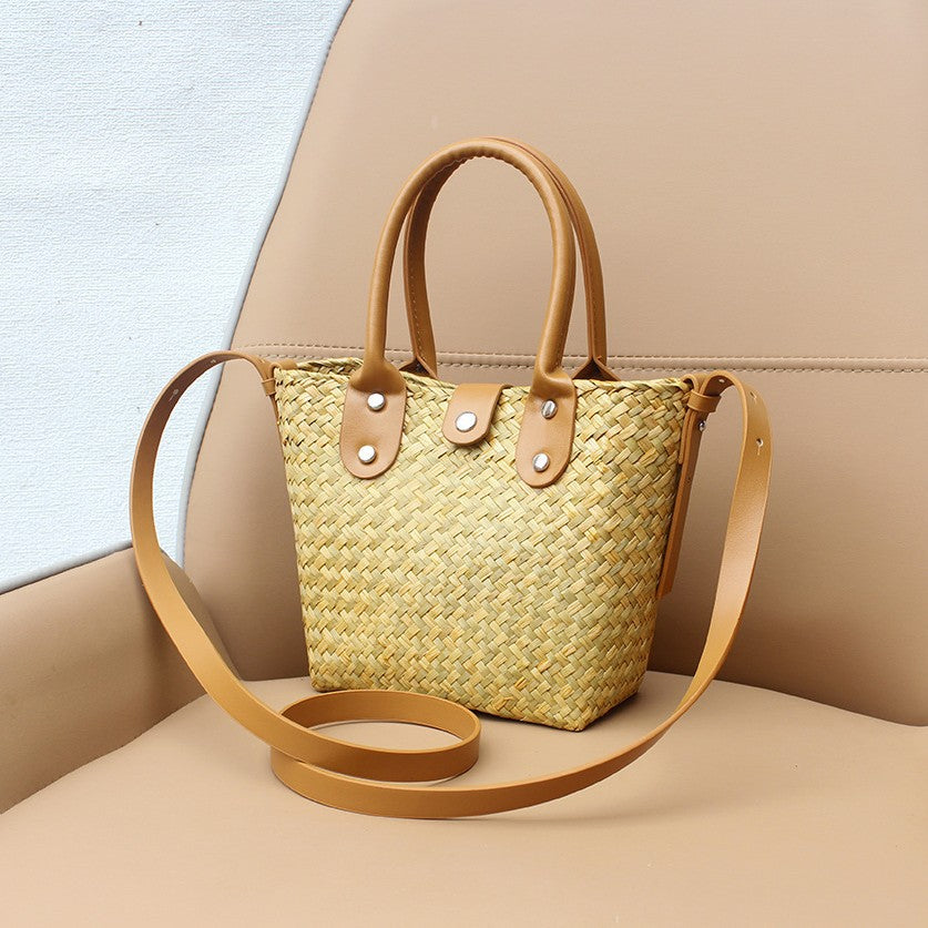 Woven Straw Mini Square Crossbody Bag