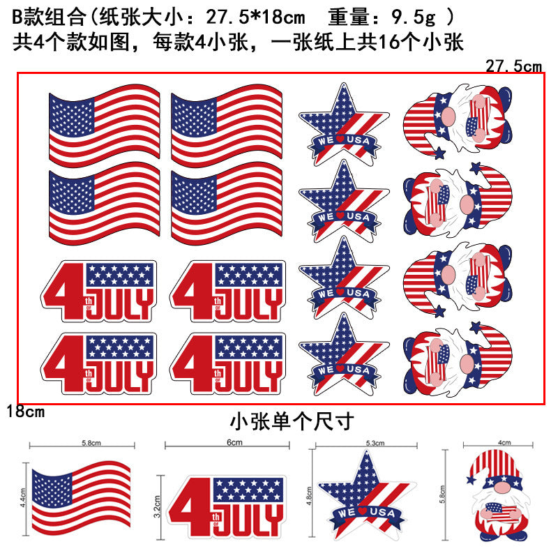 Independence Day USA 250th Flag Love Face Sticker