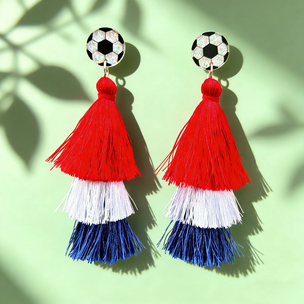 World Cup Independence Day Tassel Earrings