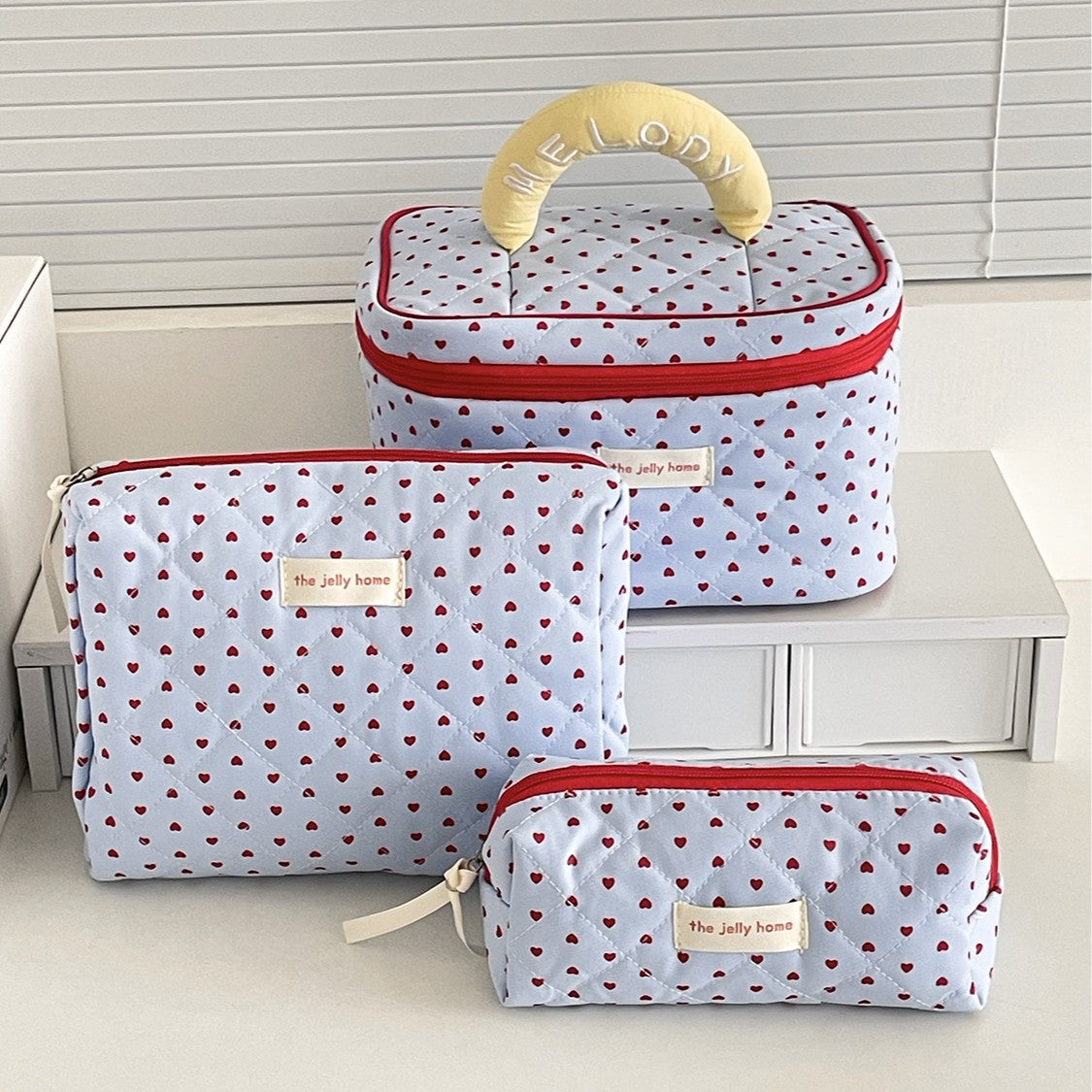 Multi-Pattern Palace Quilted Cosmetic Clutch and Octagonal Set