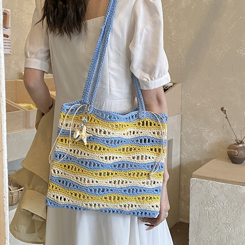 2026 New Lazy Shoulder Unique Casual Woven Large Tote Beach Bag