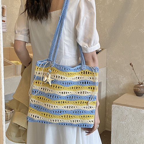2026 New Lazy Shoulder Unique Casual Woven Large Tote Beach Bag