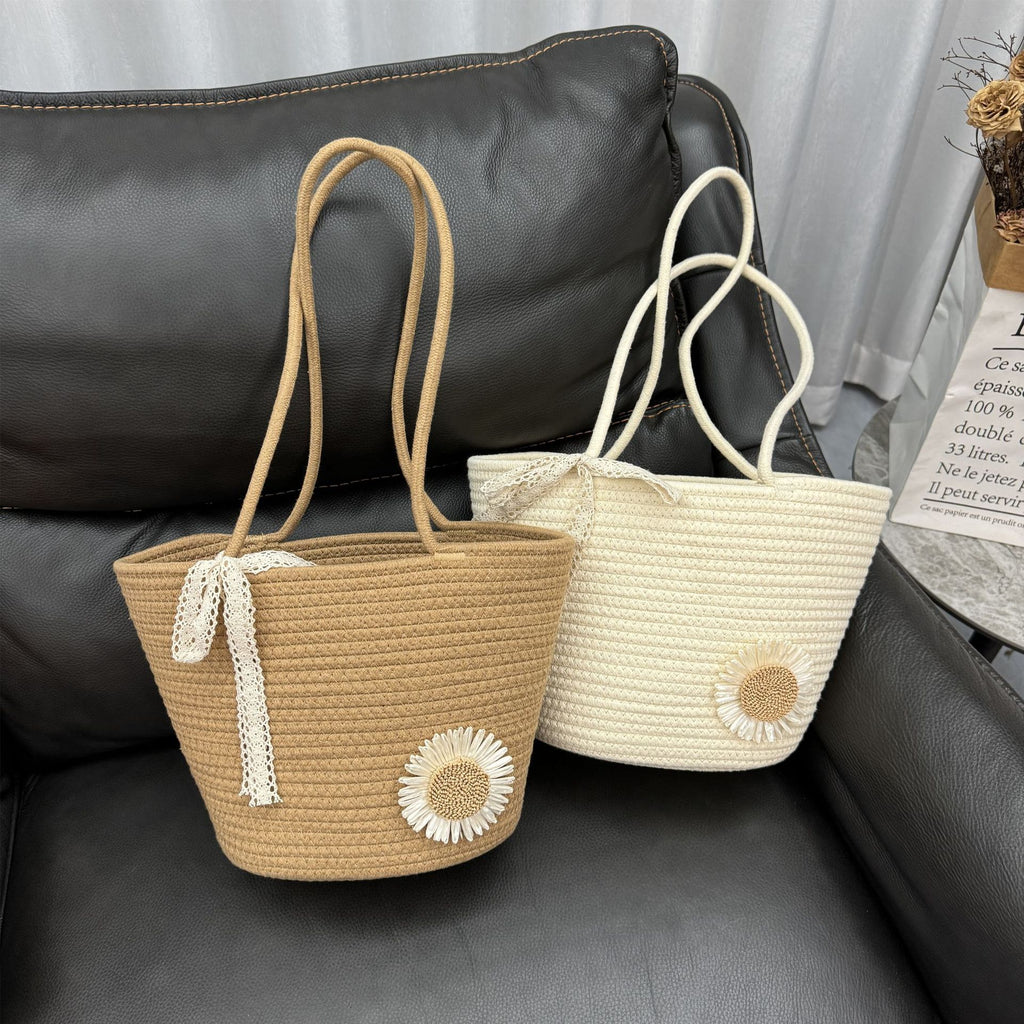 Large Capacity Cotton Rope Braided Beach Tote Bag