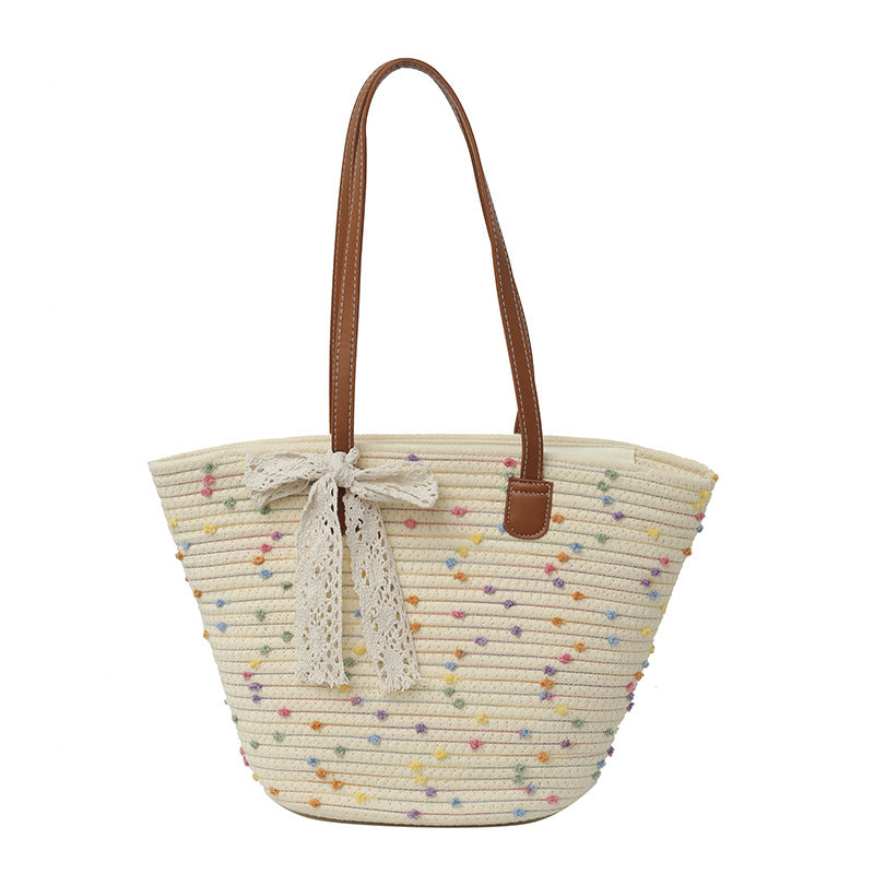 Trendy Large Woven Straw 2026 Spring Casual Unique Beach Shoulder Bag