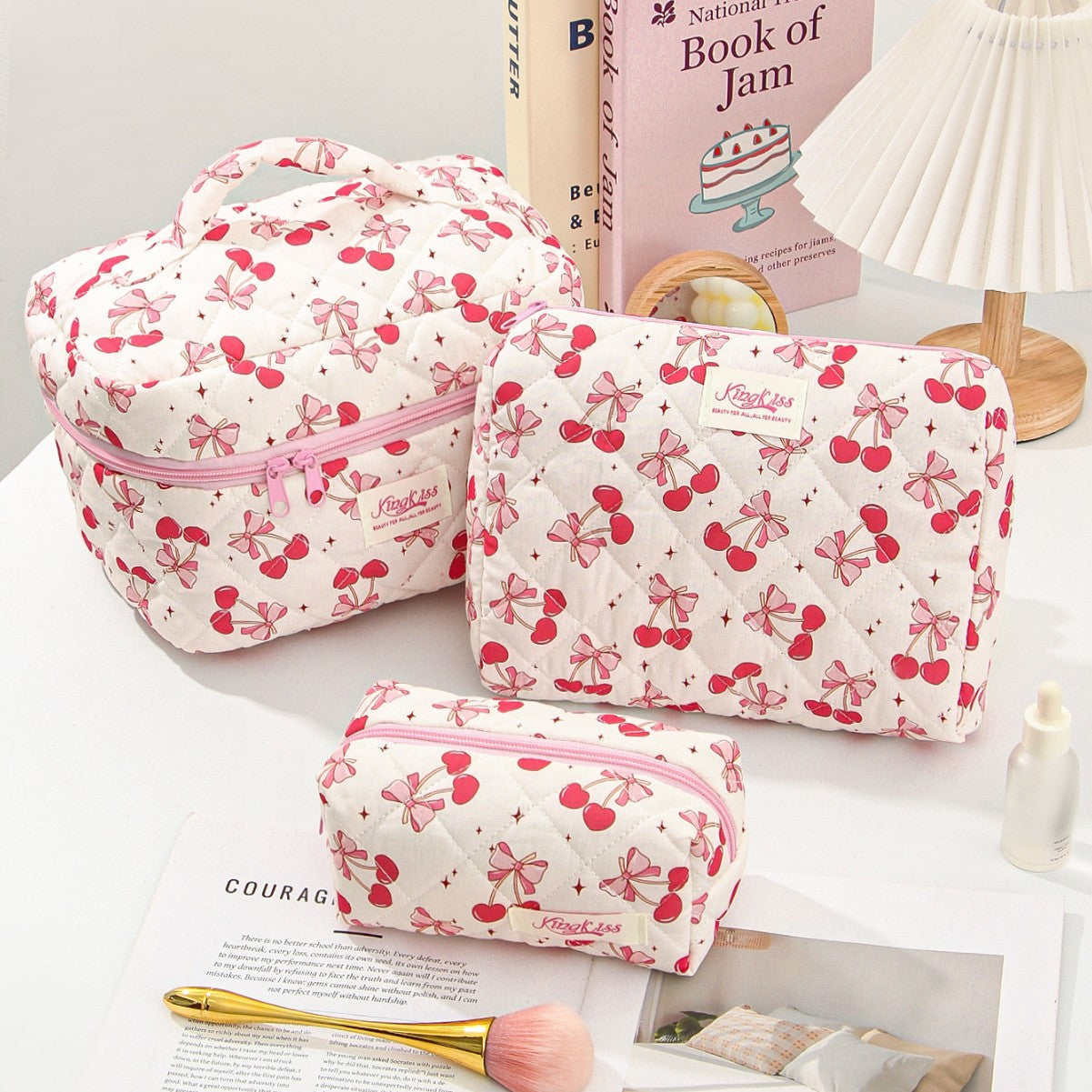 Canvas Striped Octagonal Large-Capacity Toiletry Bag