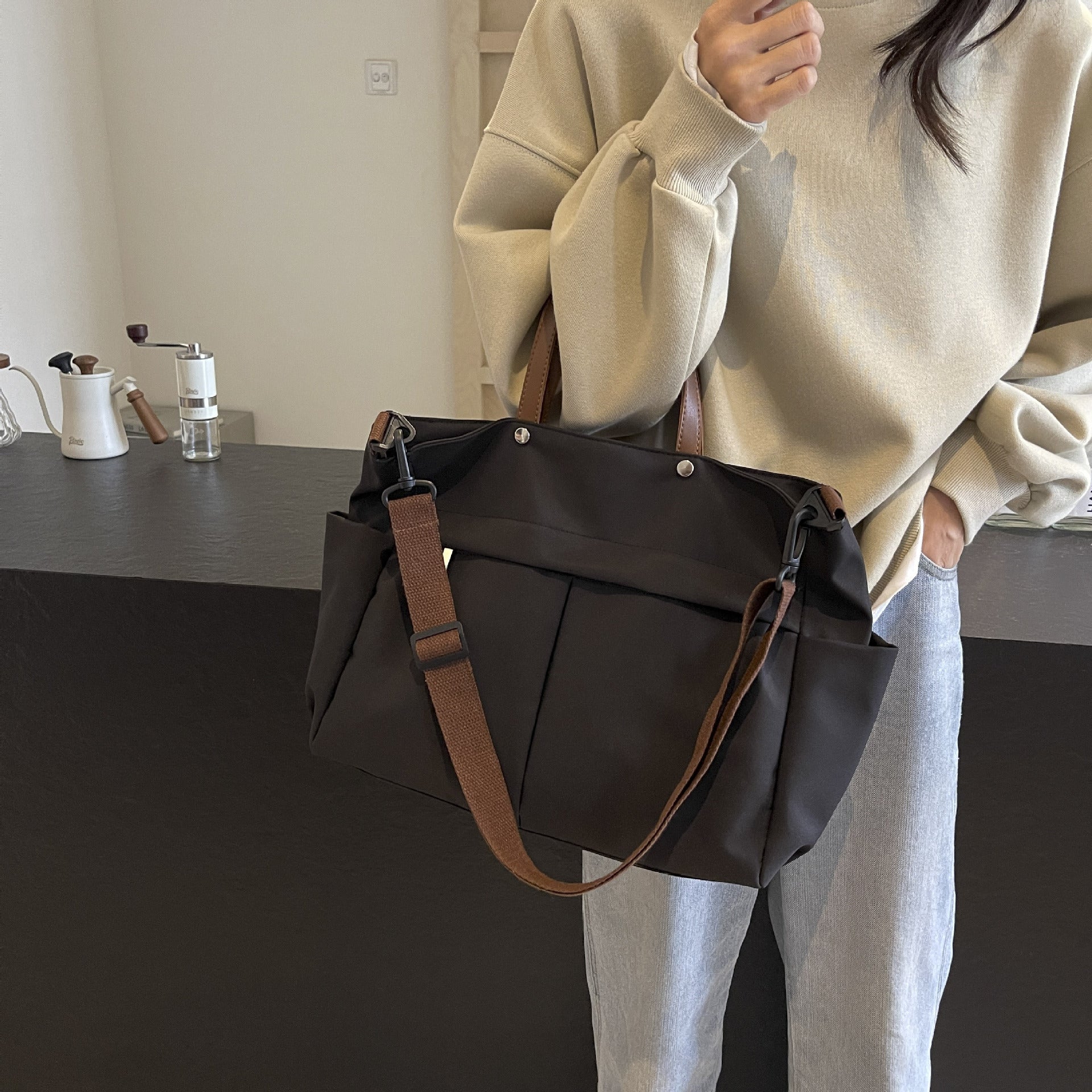 Casual Multi Pocket Everyday Convertible Shoulder Tote Bag