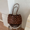 Polka Dot Suede Tote with Buckle Detail