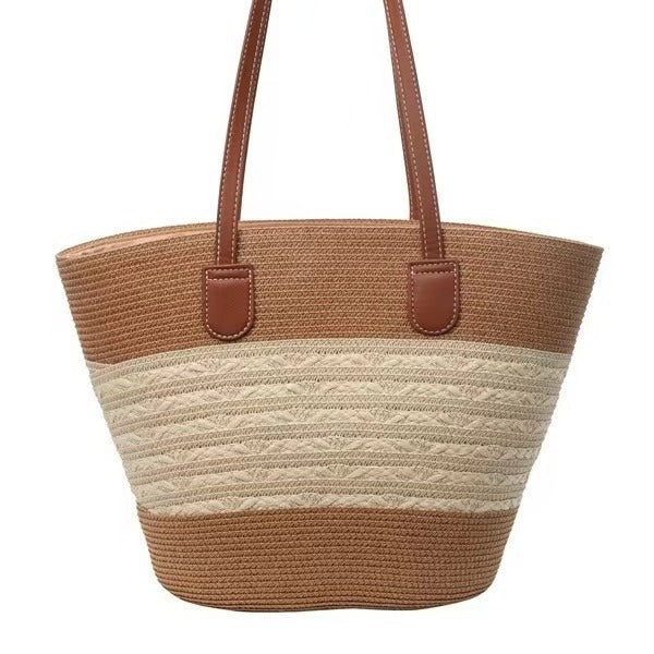 Forest Style Handwoven Straw Beach Tote Bag