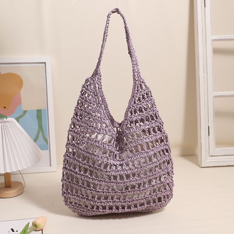 Large Shoulder Straw New Hollow Tote Handheld Woven Beach Bag