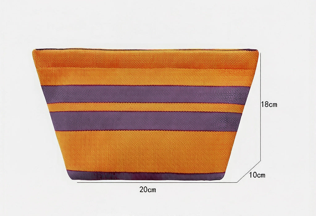 Striped Knitted Wool Cosmetic Clutch Bag