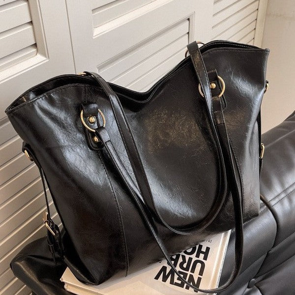 Vintage PU Leather Large Capacity Shoulder Handbag Tote Bag