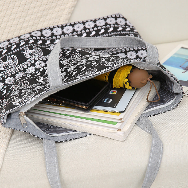 Double-Sided Printed Large Capacity Canvas Tote Bag