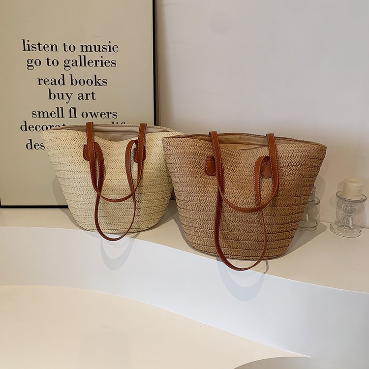 Women New Versatile Minimalist Straw Large Paper Rope Vintage Beach Bag