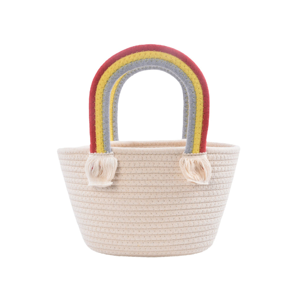 Portable Cotton Rope Rainbow Woven Gift Basket