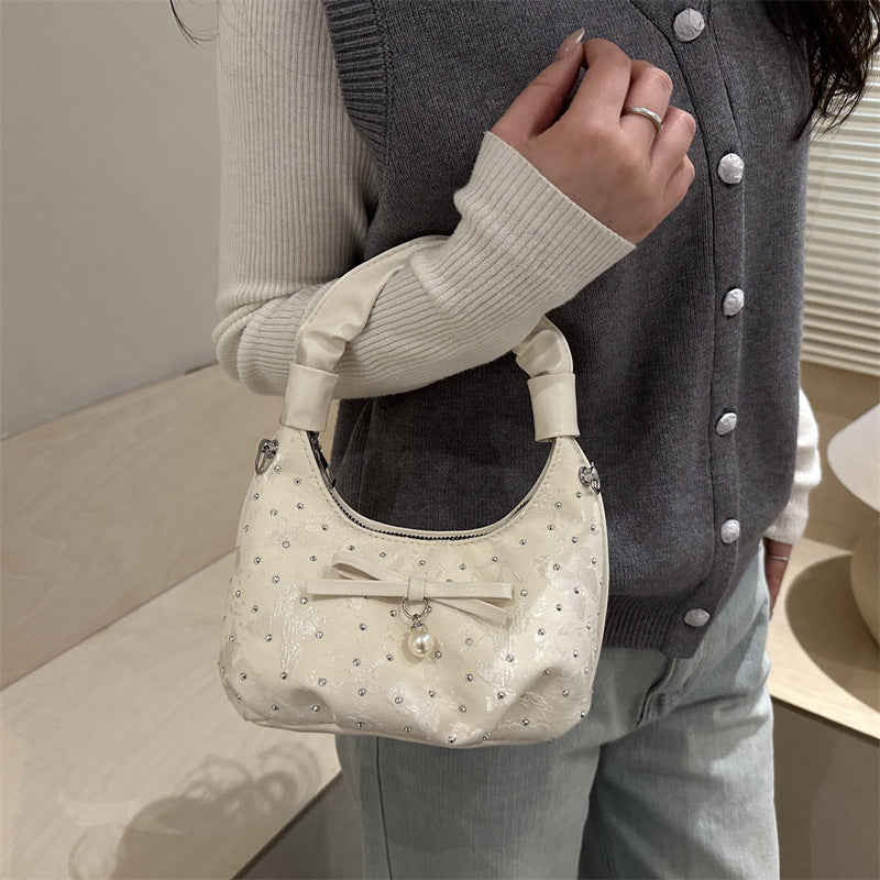Women's Gentle Pleated Handbag Versatile Chain Shoulder Crossbody Bag