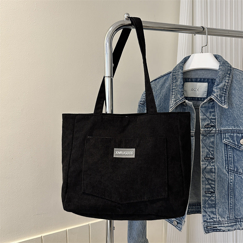 Women's Corduroy Large-Capacity Underarm Tote Bag